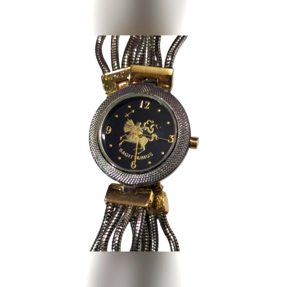 Sagittarius Two Tone Quartz Analog Women's Watch Sz. 6 1/2" New Battery